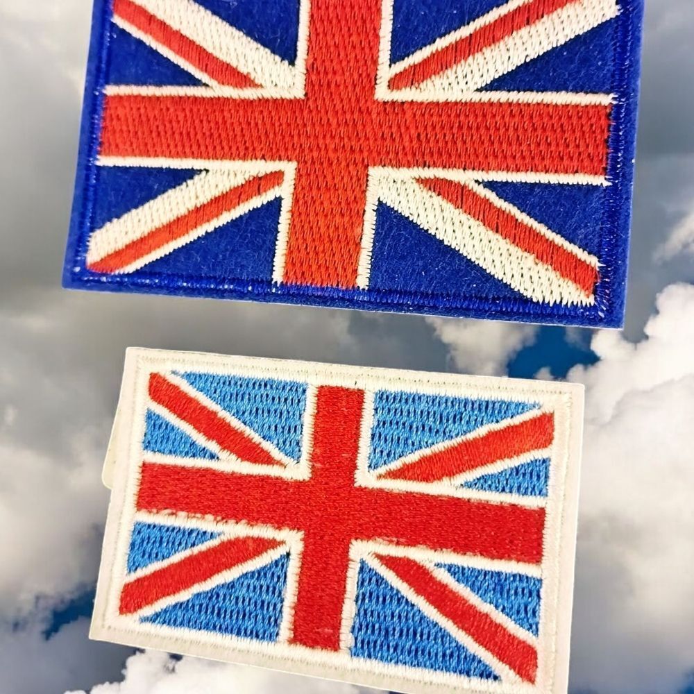 2 Union Jack Flag Patches/Applique NEW Vibrant red, blue, and white colors.